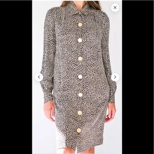 DIANE VON FURSTENBERG silk animal print long sleeve shirt dress